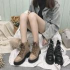 Platform Contrast Stitching Short Boots