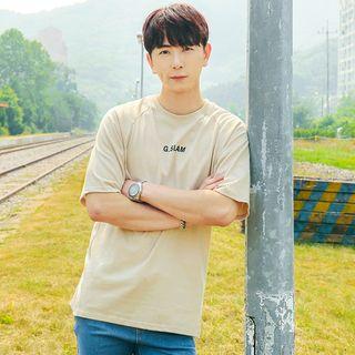 Raglan-shoulder Short-sleeve Printed T-shirt