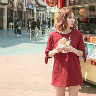 Bow-sleeve Cotton T-shirt