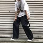 Belted Side-pocket Straight-cut Cargo Pants