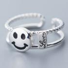 925 Sterling Silver Smiley Layered Open Ring Silver - One Size