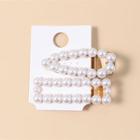 Set Of 2 : Faux Pearl Hair Clip Set Of 2 - White - One Size