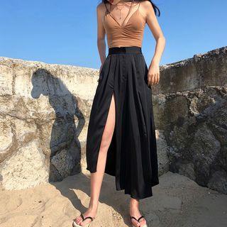 Spaghetti Strap Cropped Top / A-line Midi Skirt
