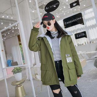 Stand Collar Applique Zip Utility Jacket