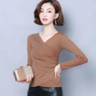 Long-sleeve Asymmetric Glitter T-shirt