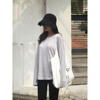 Long-sleeve Stripe Linen Blend T-shirt