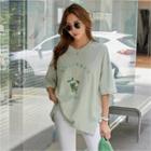 Letter Embroidered Printed T-shirt
