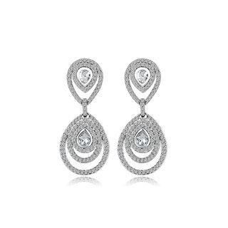 Fashion And Simple Geometric Water Drop-shaped Earrings With Cubic Zirconia Silver - One Size