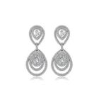Fashion And Simple Geometric Water Drop-shaped Earrings With Cubic Zirconia Silver - One Size