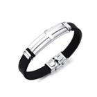 Fashion Classic Cross Geometry Rectangular 316l Stainless Steel Silicone Bracelet Silver - One Size
