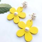 Faux Pearl Flower Drop Earring 1 Pair - Yellow - One Size