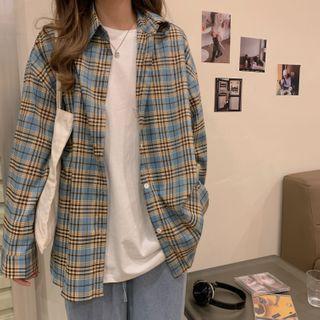 Plaid Shirt Plaid - Brown & Blue - One Size