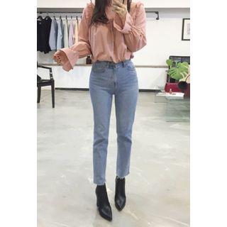 Frill-trim Mock-neck Top