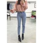 Frill-trim Mock-neck Top