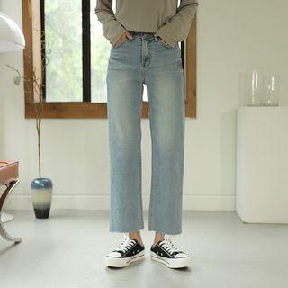 Frayed Semi-wide Jeans