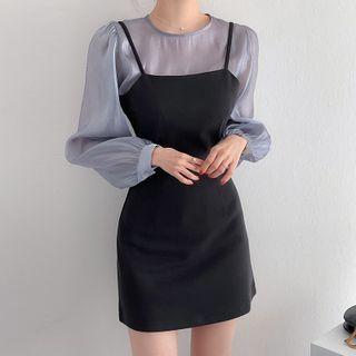 Puff-sleeve Shirt / Spaghetti-strap Dress