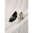 Faux-pearl Buckled Heeled Loafers