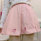 Peach Embroidery Mini A-line Skirt