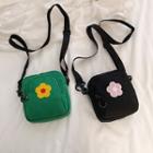 Flower Embroidered Square Crossbody Bag