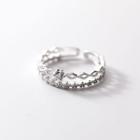 Sterling Silver Rhinestone Layered Open Ring Silver - One Size