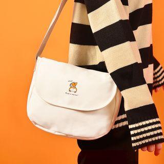 Dog Print Canvas Messenger Bag