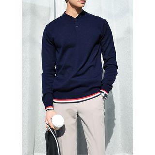 Contrast-trim Knit Henley