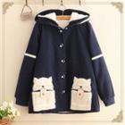 Cat Patch Fleece-lined Coat