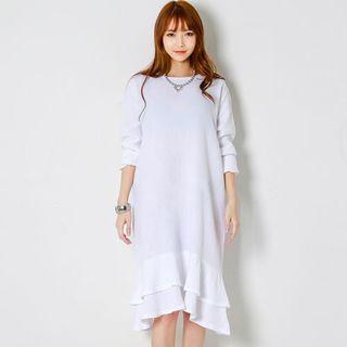 Ruffle-hem Midi Shift Dress