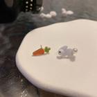 Rabbit Carrot Asymmetrical Alloy Earring 1 Pair - Asymmetric - Orange & White - One Size