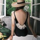 Spaghetti Strap Floral Lace Swimsuit