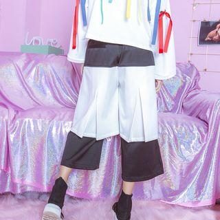 Mock Two-piece Capri Wide Leg Pants