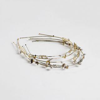 Rhinestone Faux Pearl Layered Alloy Headband