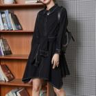 Asymmetric Mock Two-piece Long-sleeve Dress
