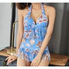 Floral Print Fringed Swimsuit