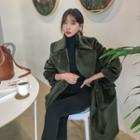 Wide-lapel Faux Calf-hair Long Coat