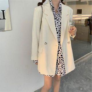 Double Breasted Blazer / Polka Dot Shirt