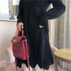 Cable Knit V-neck Sweater Dress