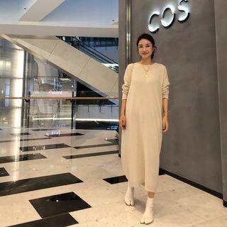 Oversized Long Knit Dress Cream - One Size