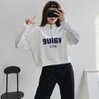 Half-zip Printed Crop Pullover