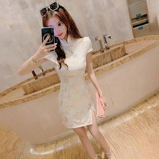 Short-sleeve Print Qipao Dress