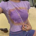 Short-sleeve Crop T-shirt / Plaid Shorts