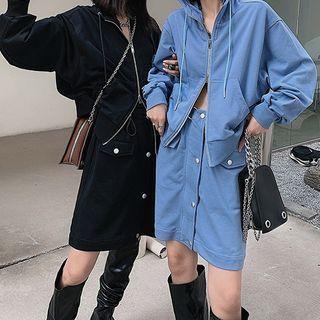 Hood Zip Jacket / A-line Skirt