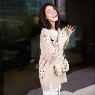Floral Embroidered Long Sweater