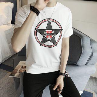 Set: Star Print Short-sleeve T-shirt + Sweatpants