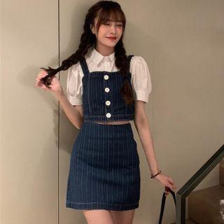 Short-sleeve Blouse / Sleeveless Denim Top / Skirt
