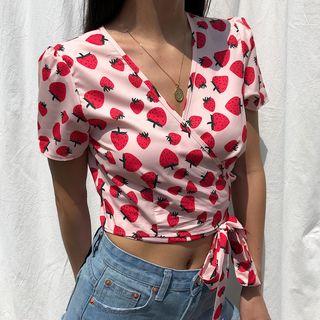 Strawberry Short-sleeve Crop Top