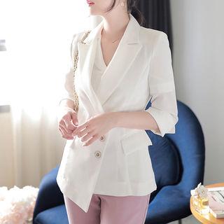 Peaked-lapel Asymmetric-hem Blazer