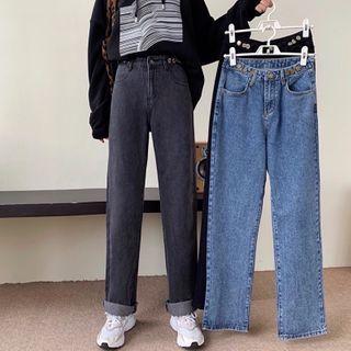 Waist Straight-cut Jeans