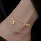 Rectangle Pendant Stainless Steel Anklet Gold - One Size
