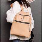 Faux Leather Double Zippers Backpack